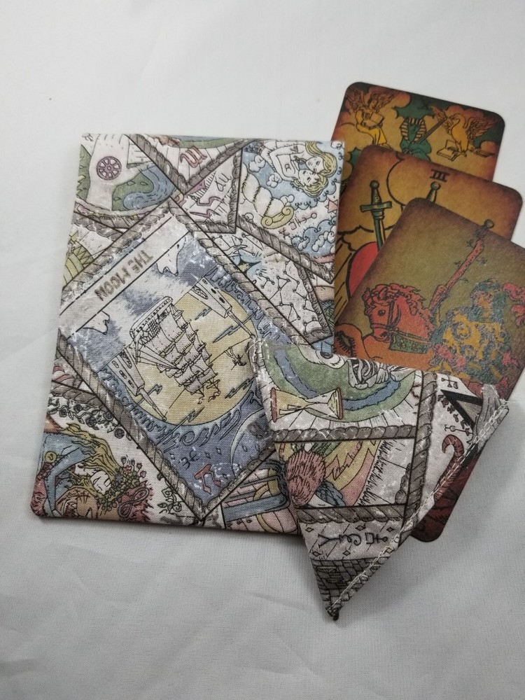 Tarot/Oracle Card Pouch Handmade Reader Advisor with Charm PLUS Crystal Pouch