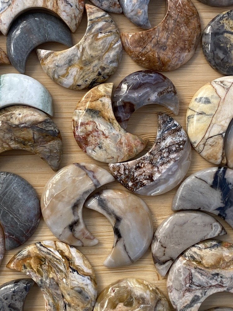 Mixed Jasper Moon Cabochons AAA+