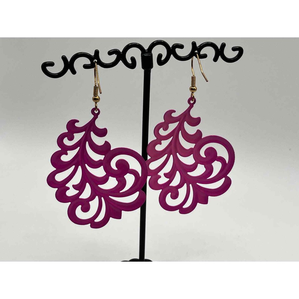 Fuchsia Large Victorian Wing Dangle Earrings!