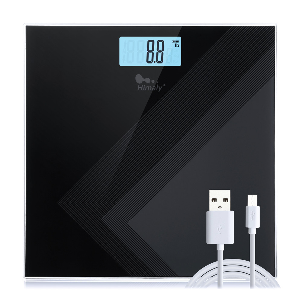 Digital Bathroom Scale High Precision Sensor LED Display 400 lbs USB Charging