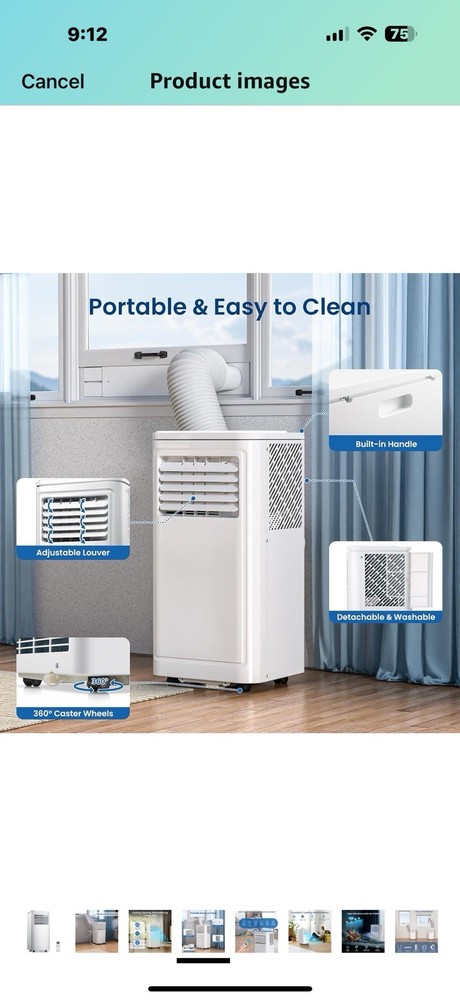 ZAFRO Portable Air Conditioners, 10000 BTU, 3 in 1 Portable AC Unit with Window