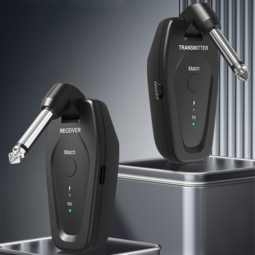 Black UHF Wireless Guitar System Rechargeable Transmitter Receiver Accessories