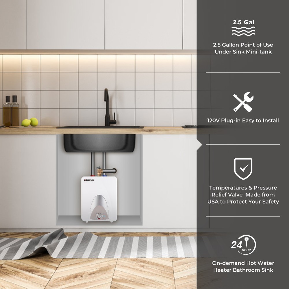 2.5 Gallon Electric Water Heater 120V Corded Point of Use for Under Sink RV Boat