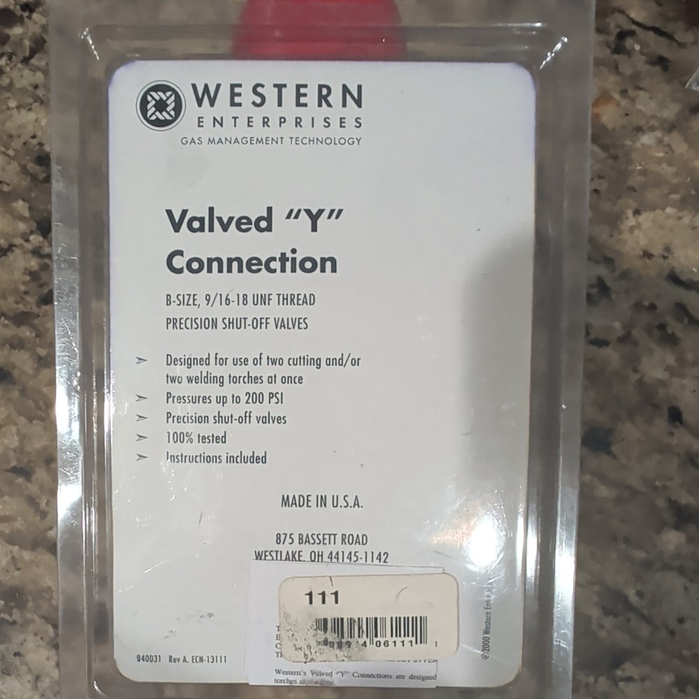 Western 111 Brass Oxygen Valved "Y" Connection