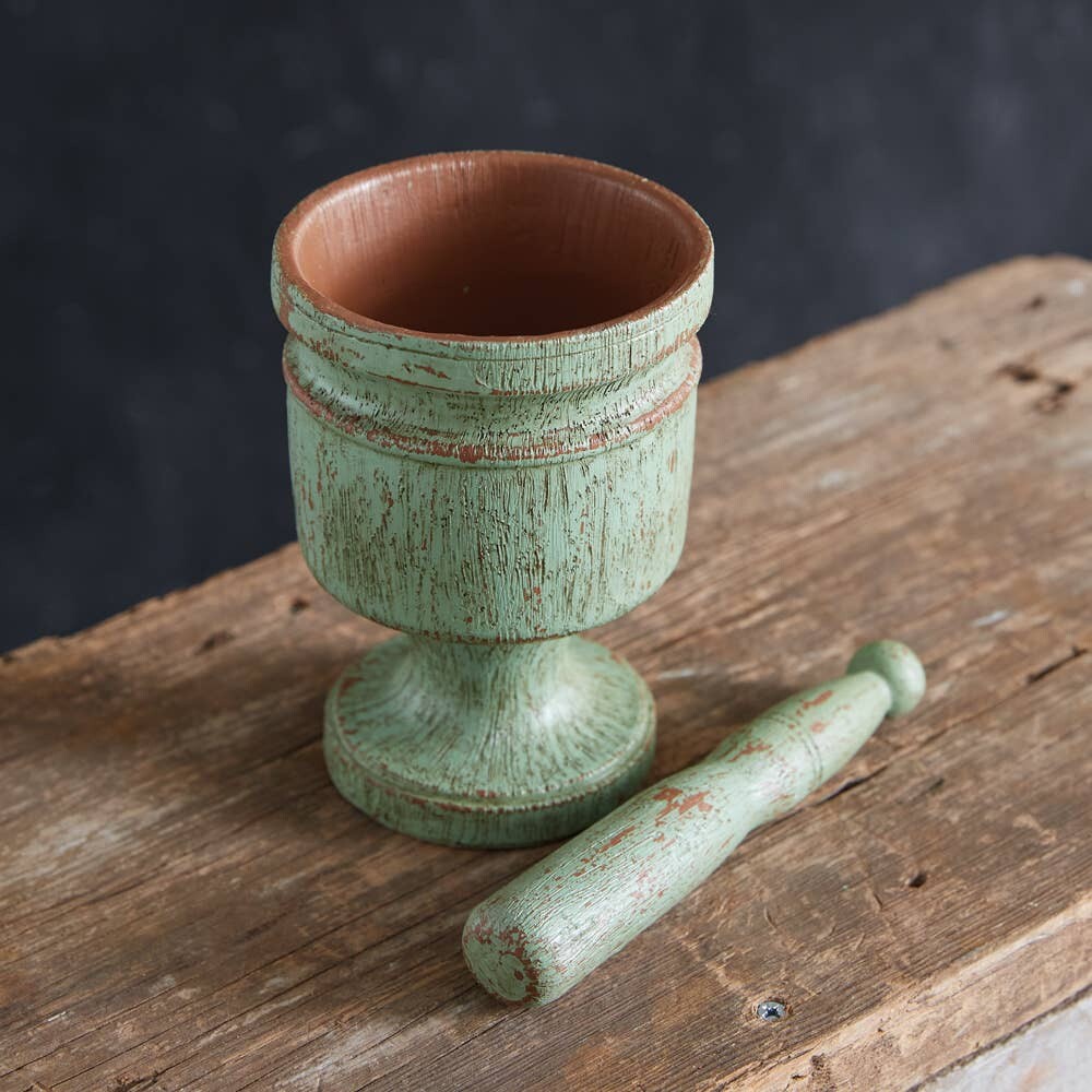 Primitive Farmhouse Decorative Mortar and Pestle