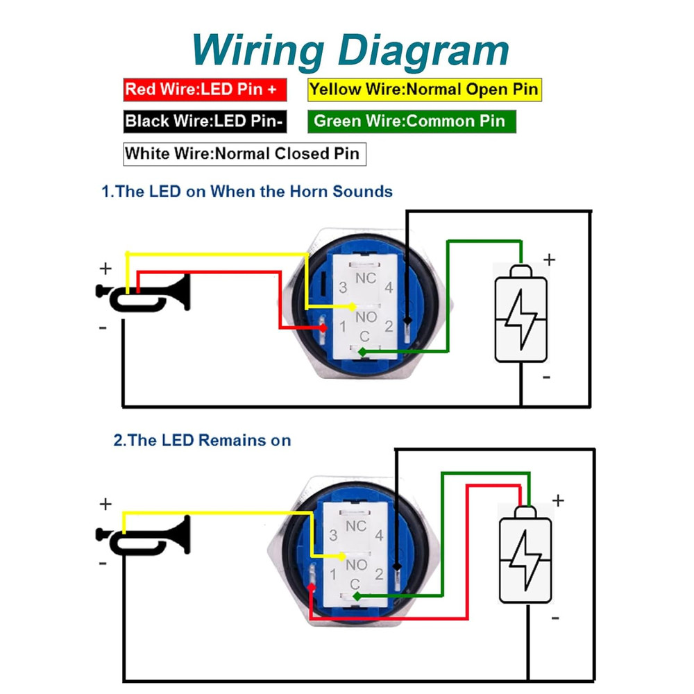 Horn Button, Momentary Push Button Switch, Horn Switch for Car Modification, Pus