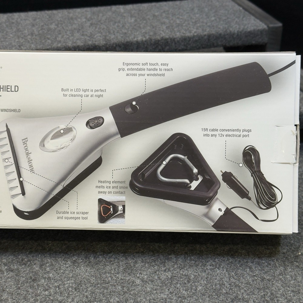 Brookstone Heated Electric Windshield Scraper with LED Light - Snow Ice Melter