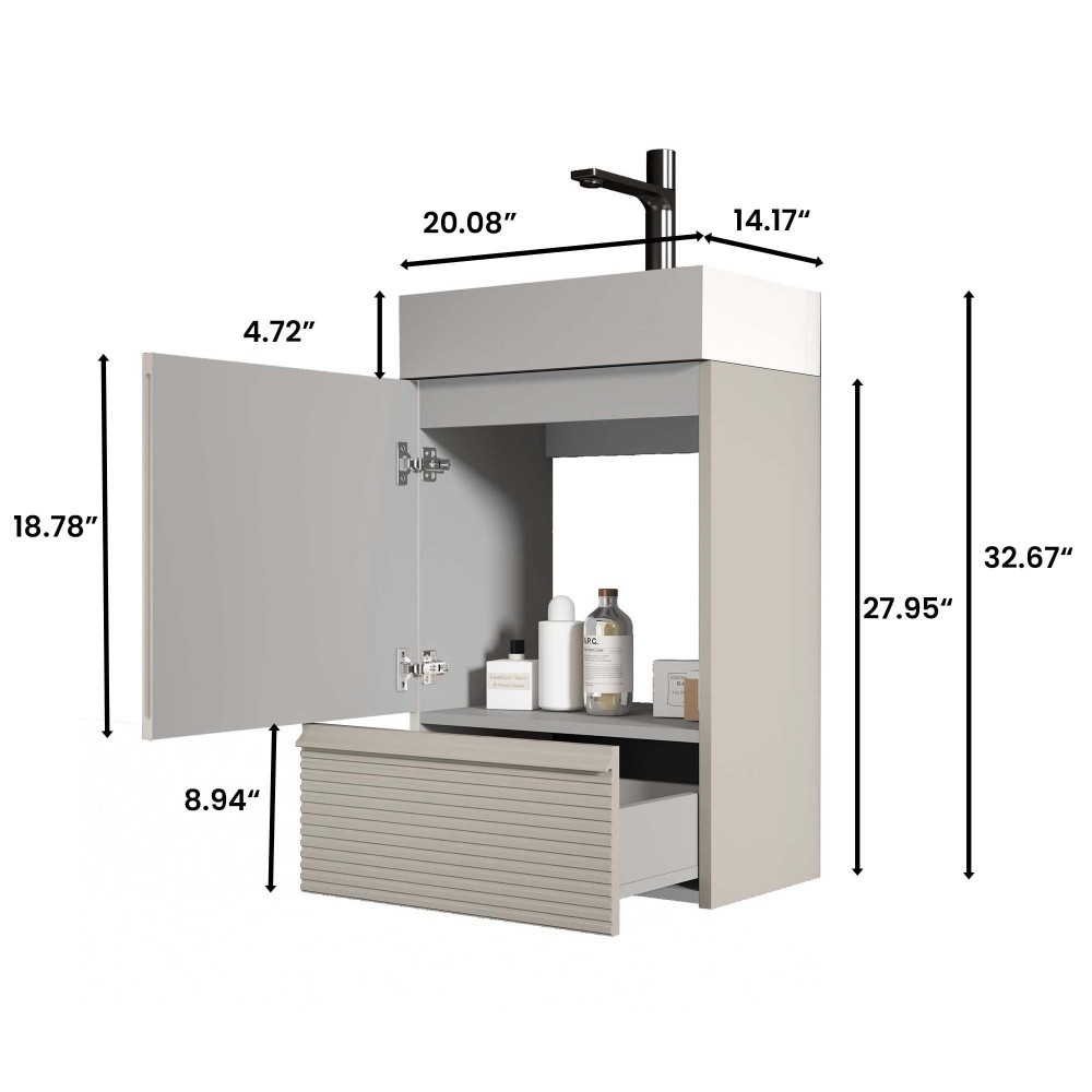 Bathroom vanity with ceramic sink