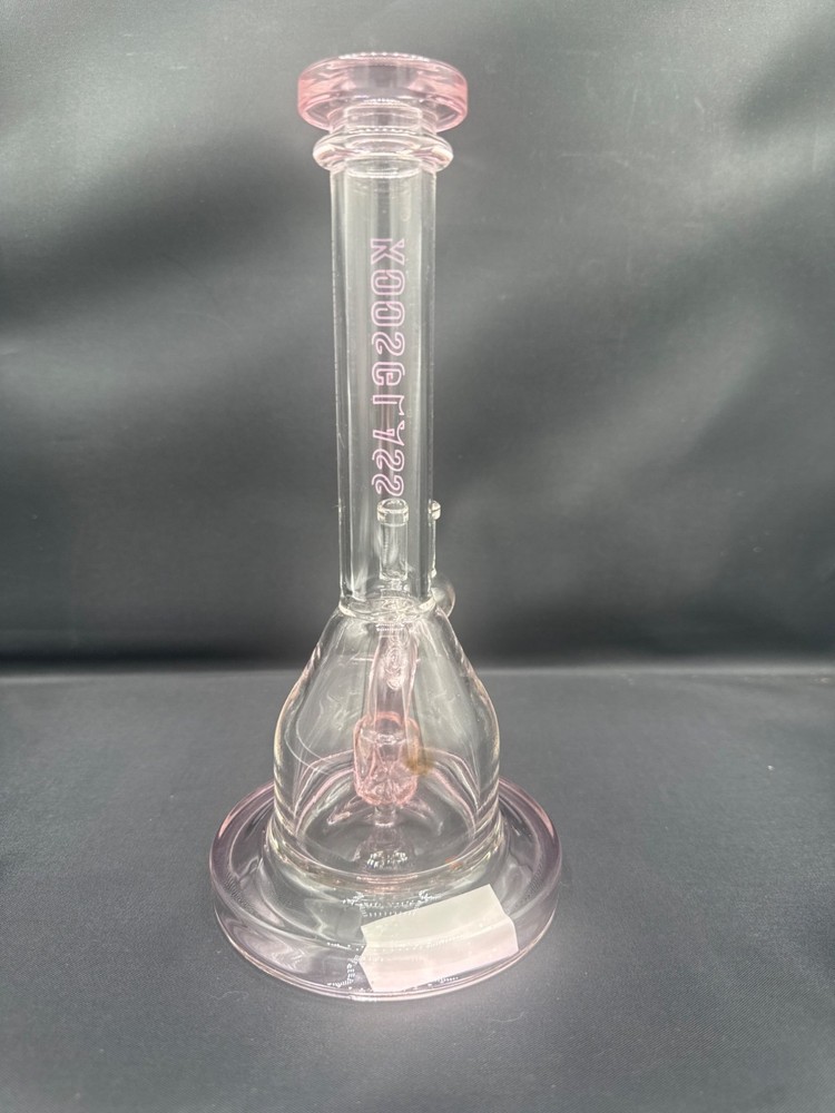 Koos Glass Pink & Clear 8" Water Pipe
