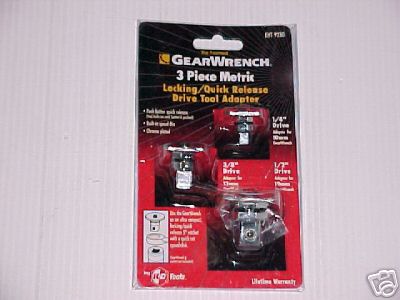 GearWrench 3pc Met Locking/Quick Release tool Adapter