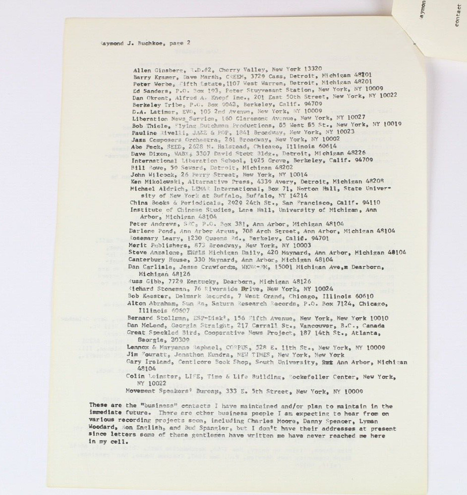 John Sinclair Counterculture Protest Letter Ephemera