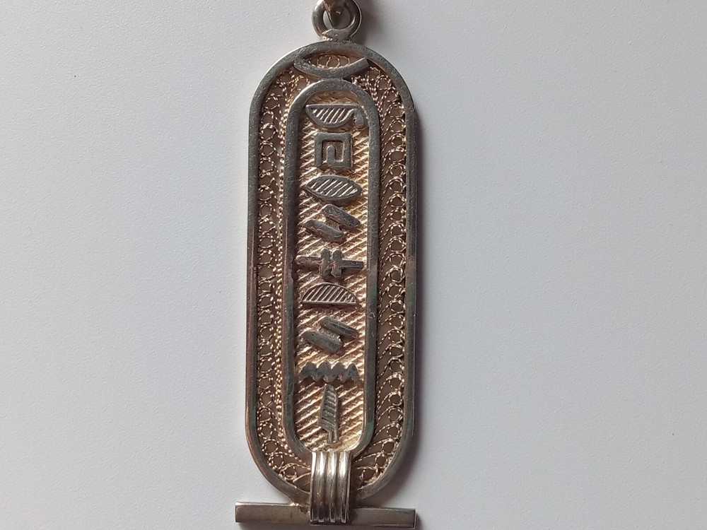 Vintage Hieroglyth Pendant Intricate Silver Filigree Work