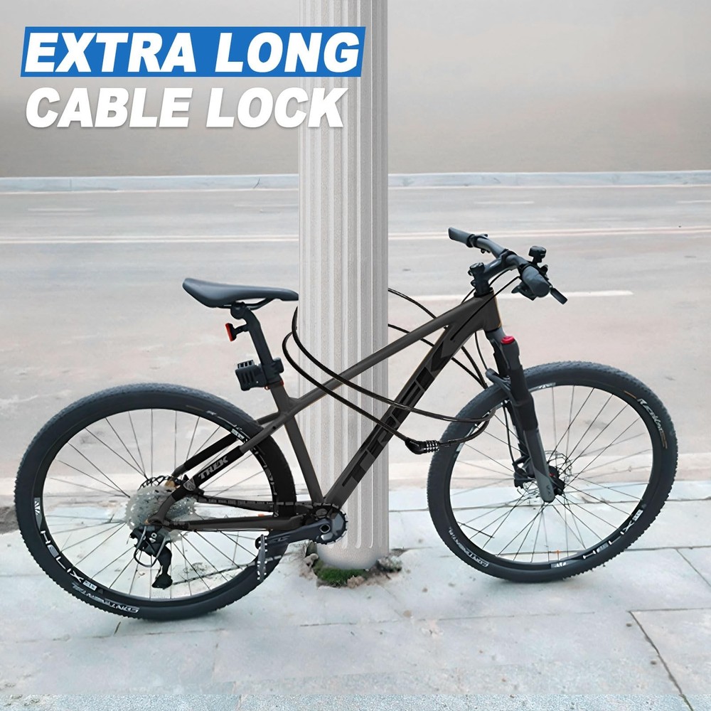 Febabilo Long Cable Lock, Extra Straight 5 Ft Long, 10 mm Thick, Black