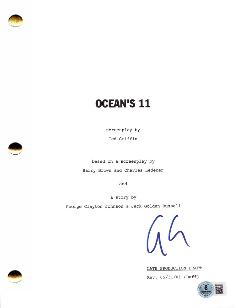 George Clooney Signed Ocean's 11 Full Script Authentic Autograph Beckett