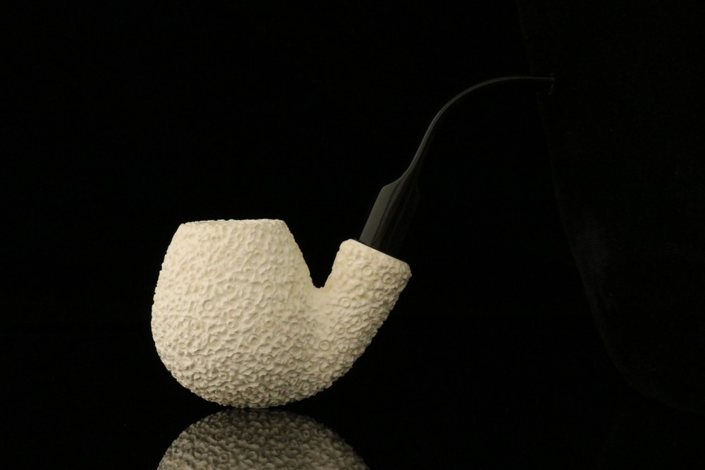 srv Premium - Rusticated Apple Block Meerschaum Pipe with fitted case M3226