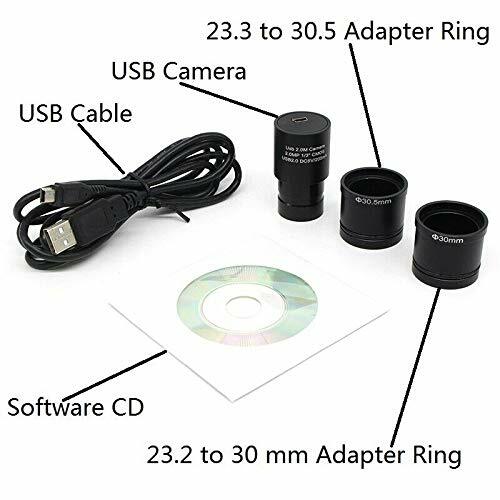 2.0MP Microscope Camera USB Electronic Eyepiece w/ 30MM 30.5MM Adapter Rings
