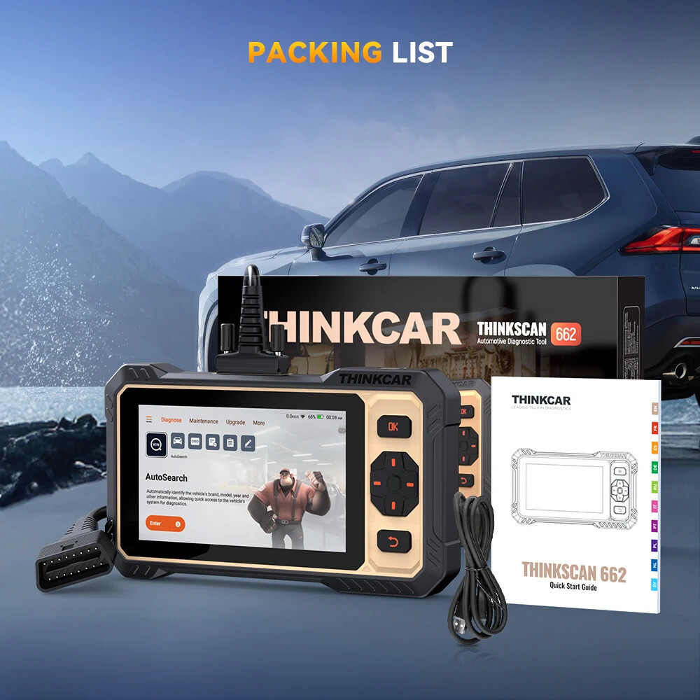 ThinkScan 662 OBD2 Scanner ABS SRS Engine Diagnostic Tool Active Test 12+Service