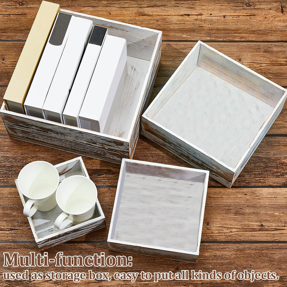Set of 4 Wood Display Risers Rustic Cupcake Stand Wooden Stackable Display Box W