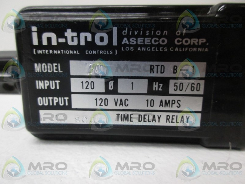INTERNATIONAL CONTROLS 30RTDB-1 TIME DELAY RELAY 30 SEC. UNMP