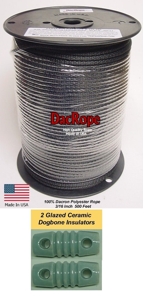 500' 3/16" 100% Dacron Polyester Antenna Support Rope, Dipole Inverted V, L Wire