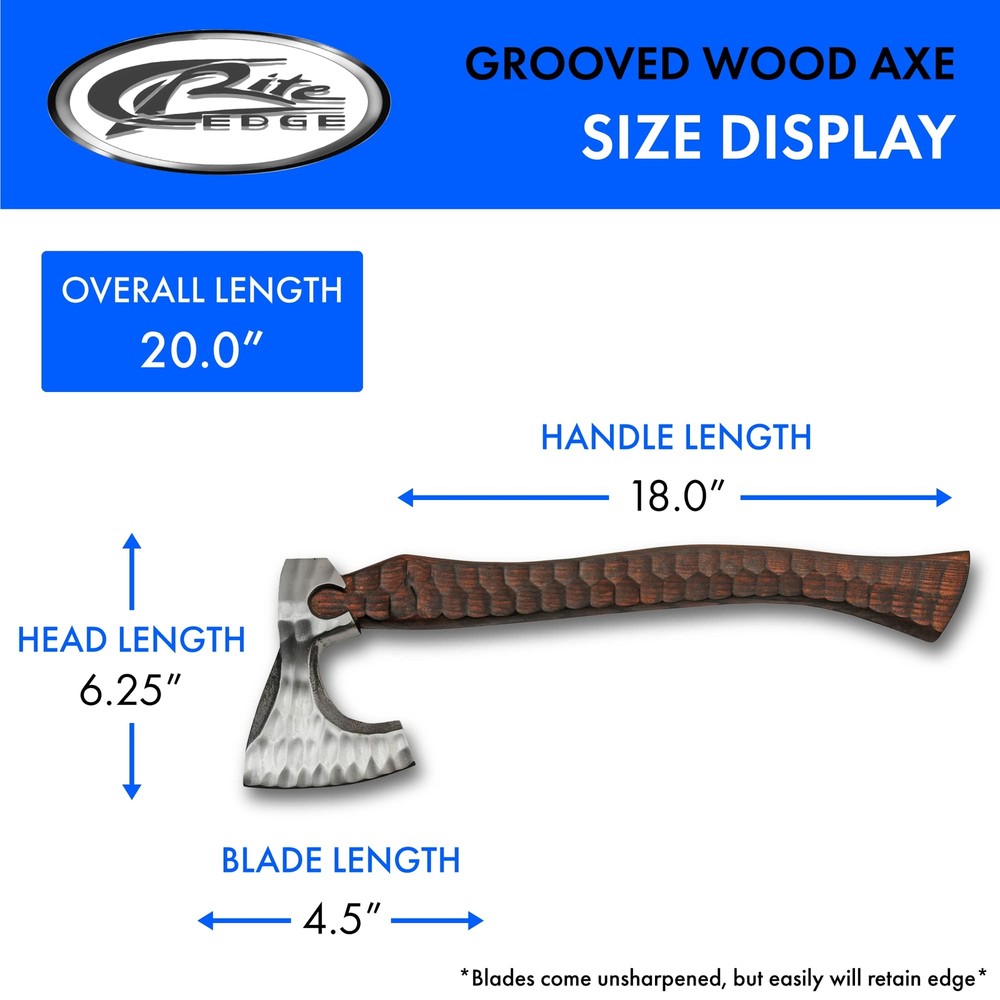 20" Grooved Medieval Style Viking Axe with Sheath