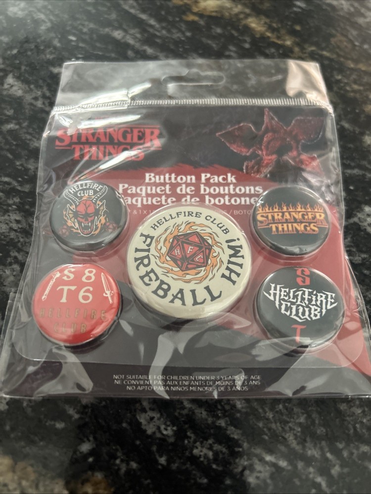 Stranger Things Netflix Button Pack Set Of 4 Packs New