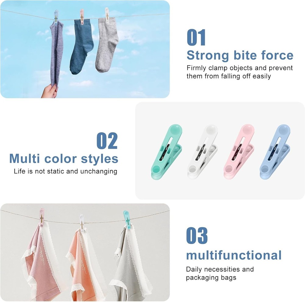 32Pcs Colored Clothes Pins Plastic Laundry Clips,Package Colour