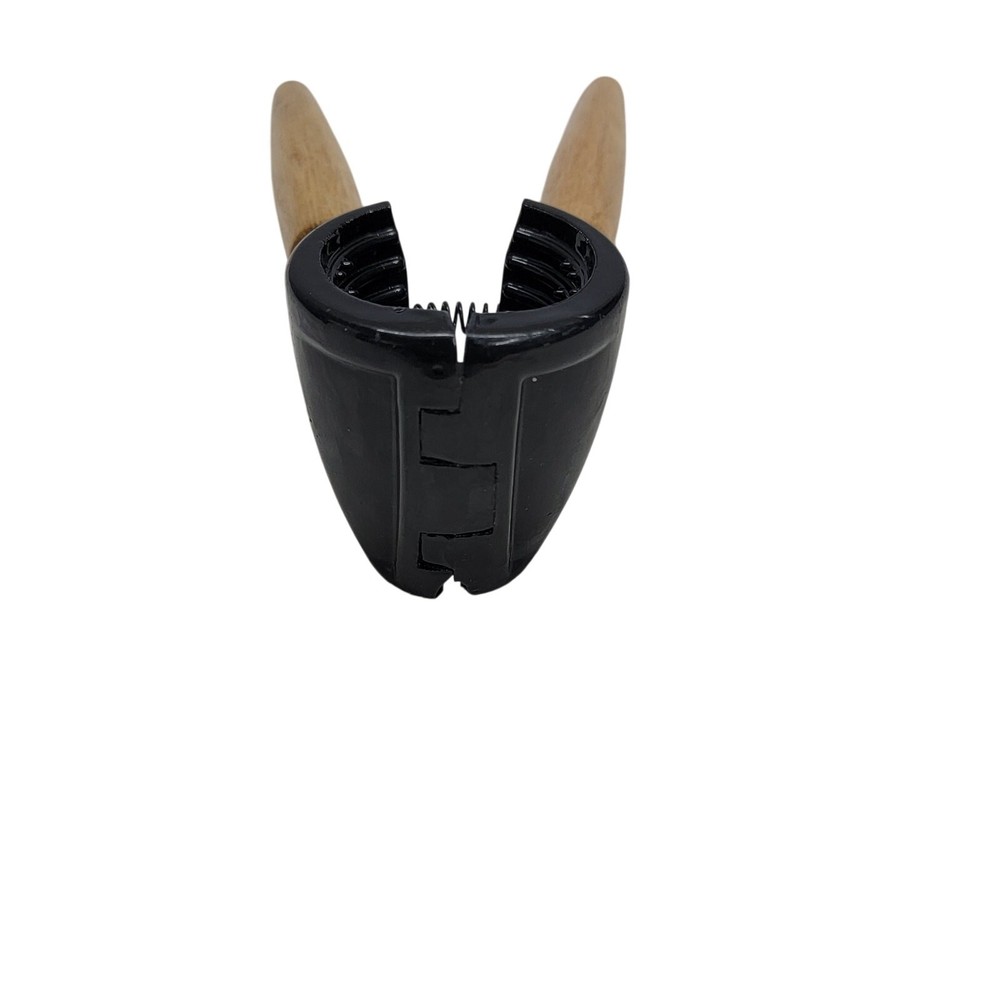 Vintage Spring Action Nutcracker Wood Handle Black Metal Walnut Cracker Tool