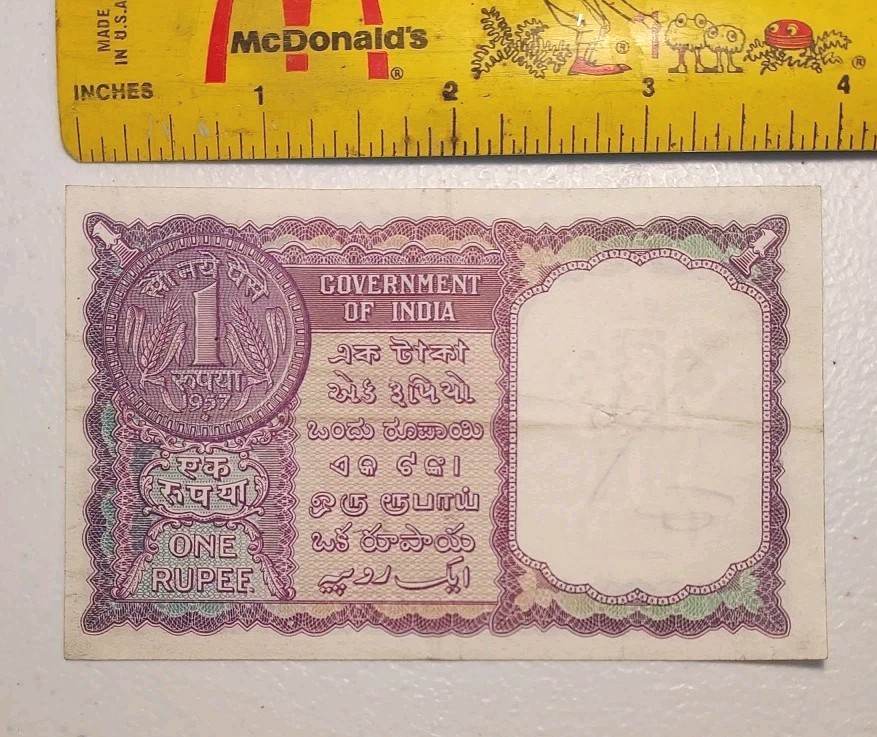 Old 1957 India 1 Rupee Note *Circulated*
