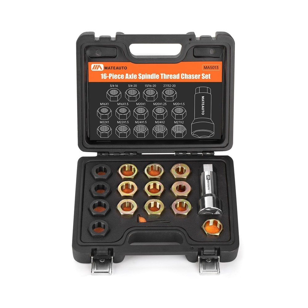 Axle Spindle Rethreading Kit,16 Piece Precision Restorer Master Repair Kit, E...