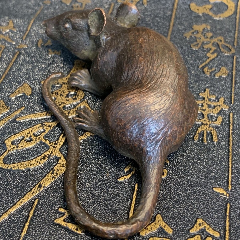 collectable bronze handmade mouse Figure statue netsuke table decoration