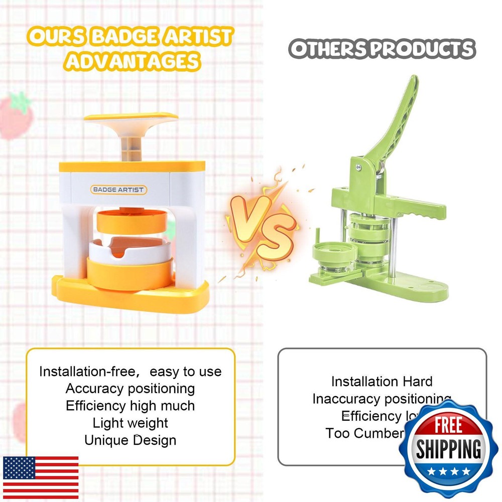 Yallmie Button Maker Machine, Pin Maker Machine Sturdy Button Press Kit, Pin