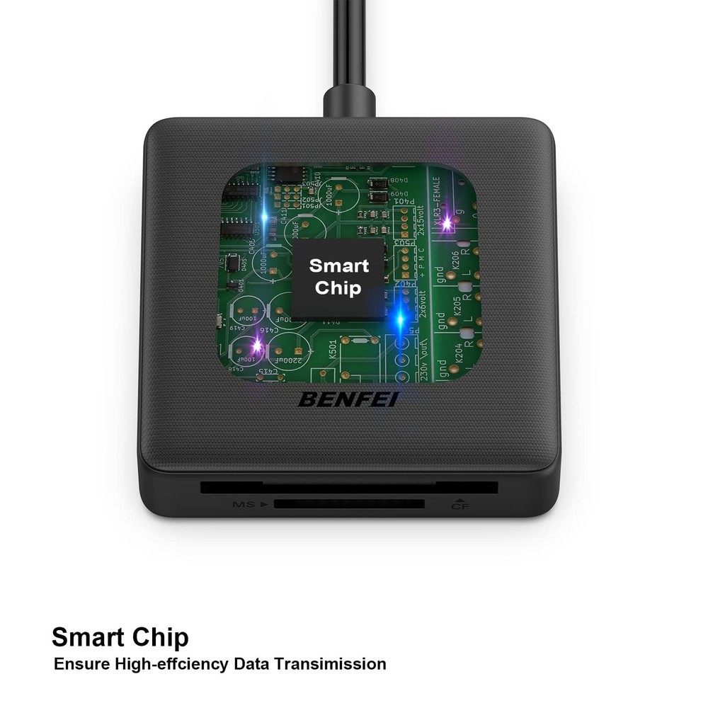 Memory Card Reader, BENFEI 4in1 USB 3.0 and USB-C to SD Micro SD MS CF Card Read