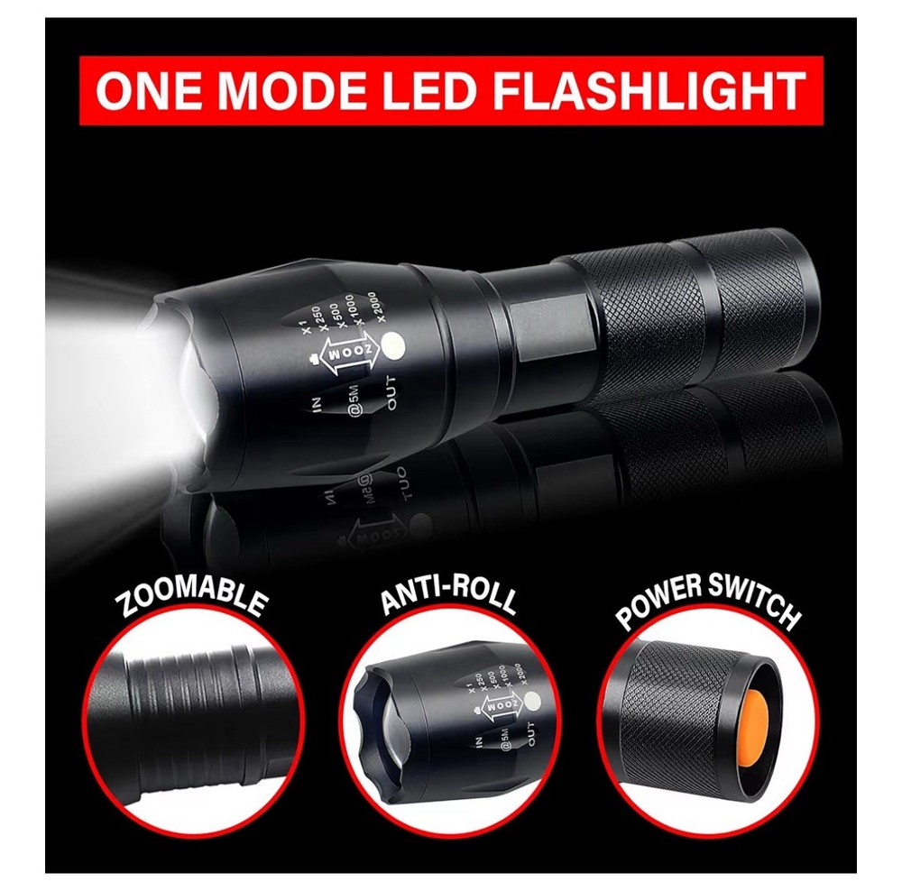 Military Tactical Light LED Flashlight High Power 5-Modes Water Resistant 2/pcs
