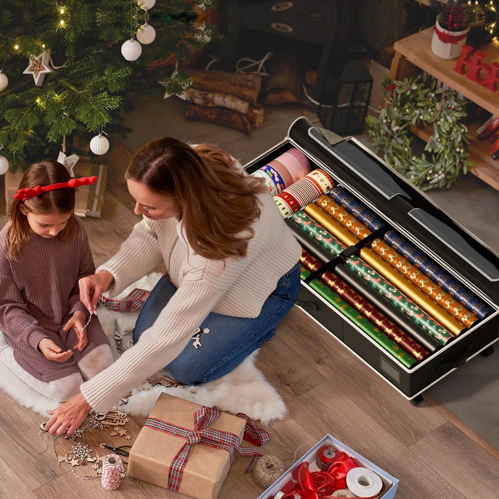 Wrapping Paper Storage with Wheels: Fits 41" Under-bed Gift Wrap Organizer & ...