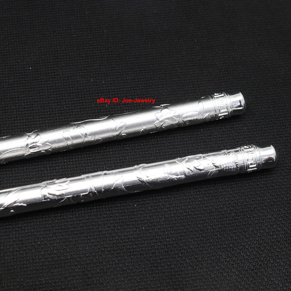 Real 999 Fine Silver Chopsticks Silver Healthy Tableware Lotus Leaf Handle