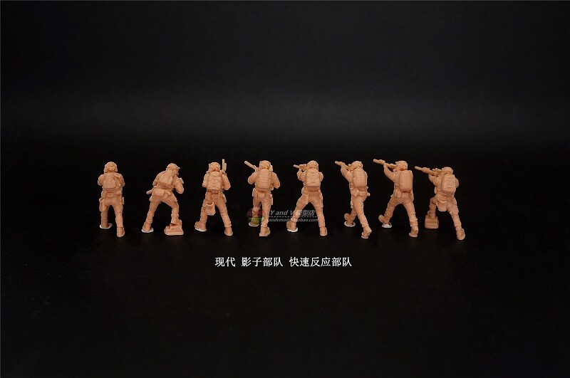 3D printed 1/72 Modern US "Shadow Force - Rapid Reaction Team" 8 man group model