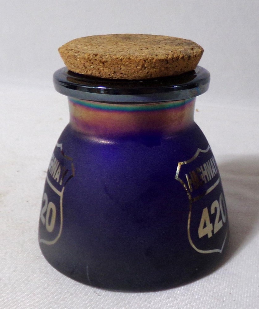Iridescent Art Glass Highway 420 Jar