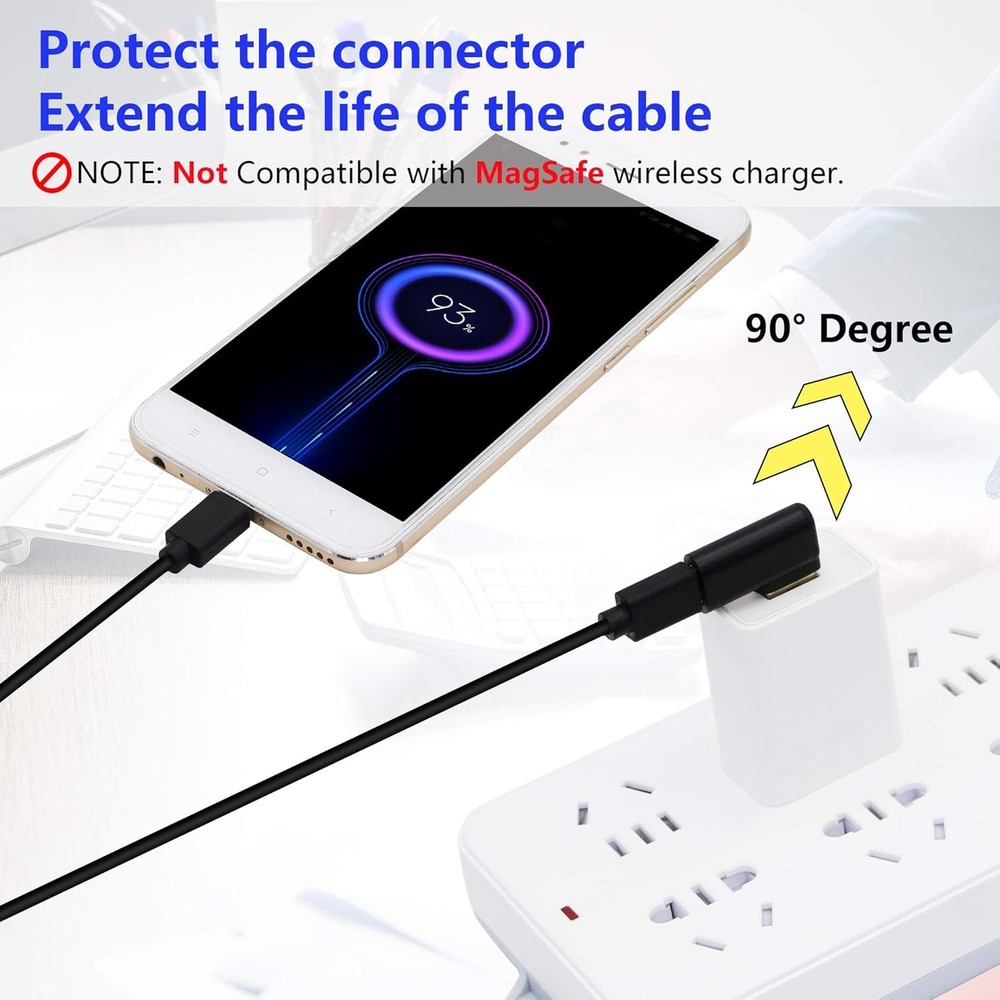 CERRXIAN 90 Degree USB C to A Adapter, Right Angle & Left black