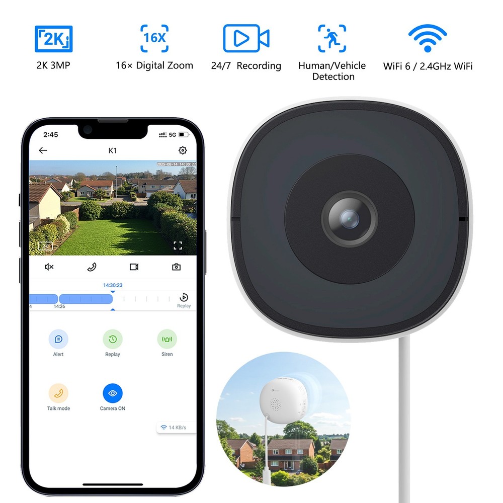 Wansview 2K Window Camera WIFI Security Camera Color Night Vision Ai Detection