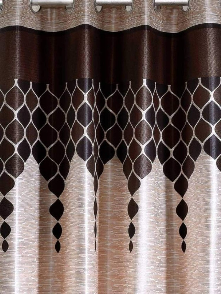 Home Decor Modern Wave Panel Polyester Curtains Windows 5 Feet Brown Pack Of 2