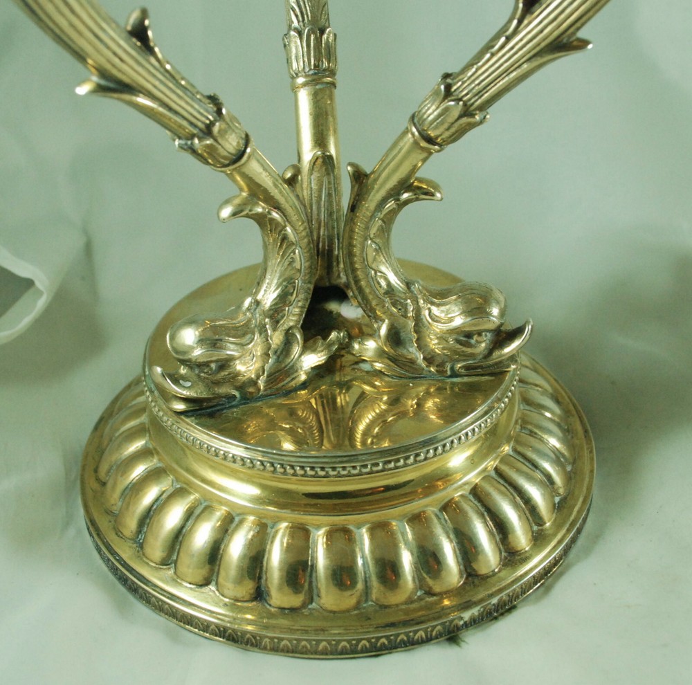 Antique Italian Solid Silver Gilt Candelabra By Petochi DCDZX