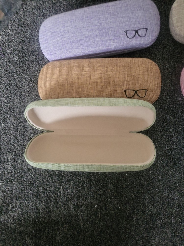 3 Pack- CHZZMS Hard Shell Eyeglasses Case Protector Linen Fabrics Glasses