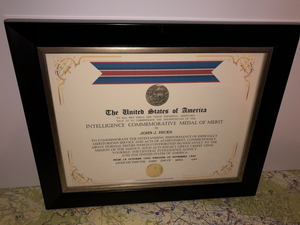CIA - INTELLIGENCE COMMEMORATIVE MEDAL OF MERIT CERTIFICATE Type-1