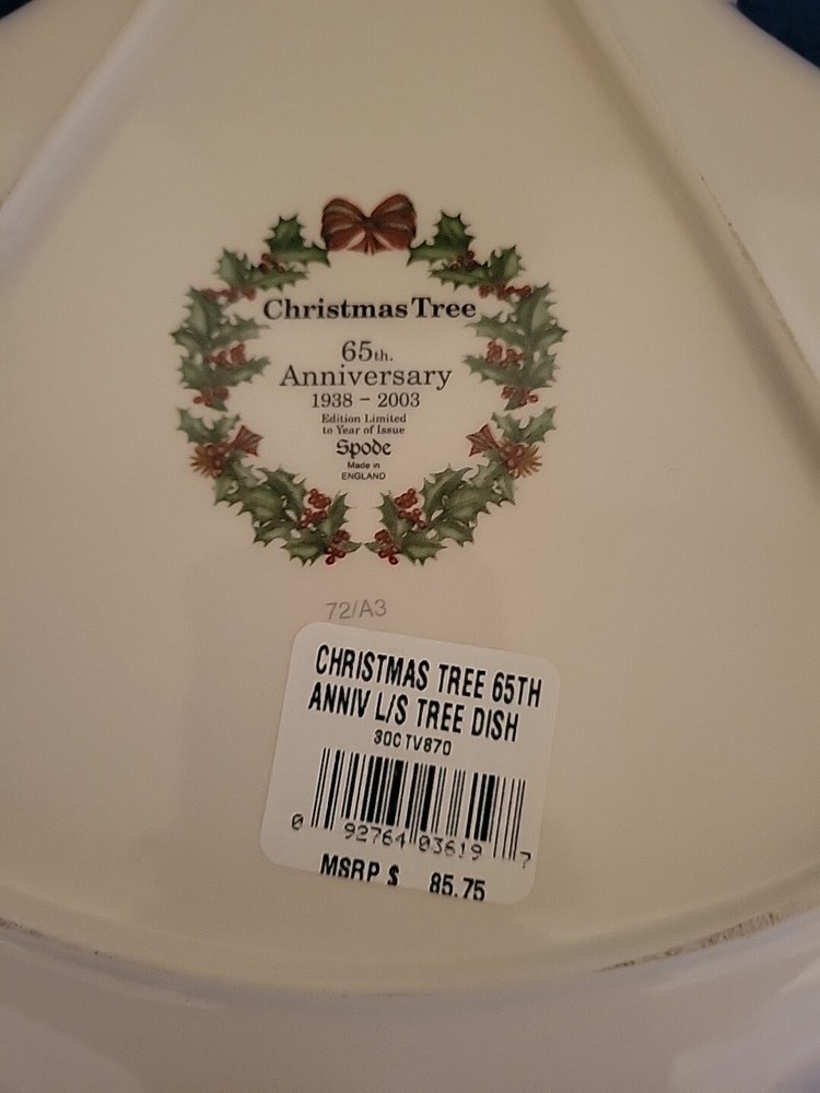 Spode Christmas Tree - Tree shaped plate 65th anniversary - EXCELLENT CONDITION