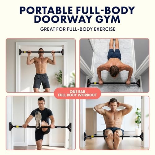 Doorway Pull Up Bar, Adjustable Door Frame Pull Up Bar with Level 29.5-37″