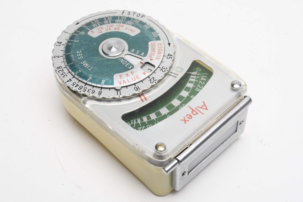 Alpex white/green incident light meter, tested, works, accurate
