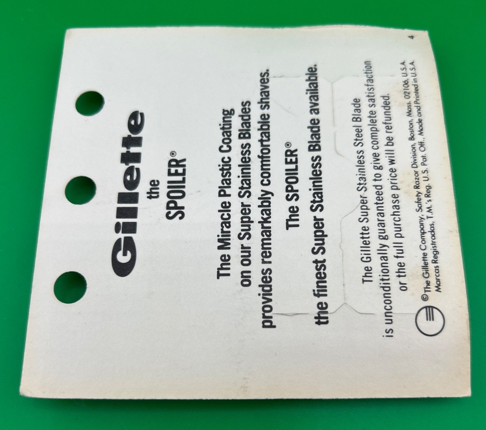 Safety Razor Gillette Spoiler NOS blades MINT