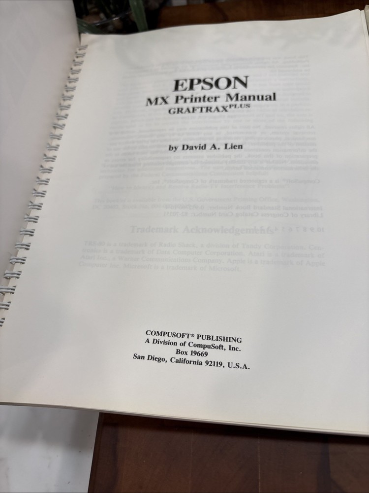 Epson MX-100 Printer Manual Lot Operation + GRAFTRAX Plus Guide Vintage