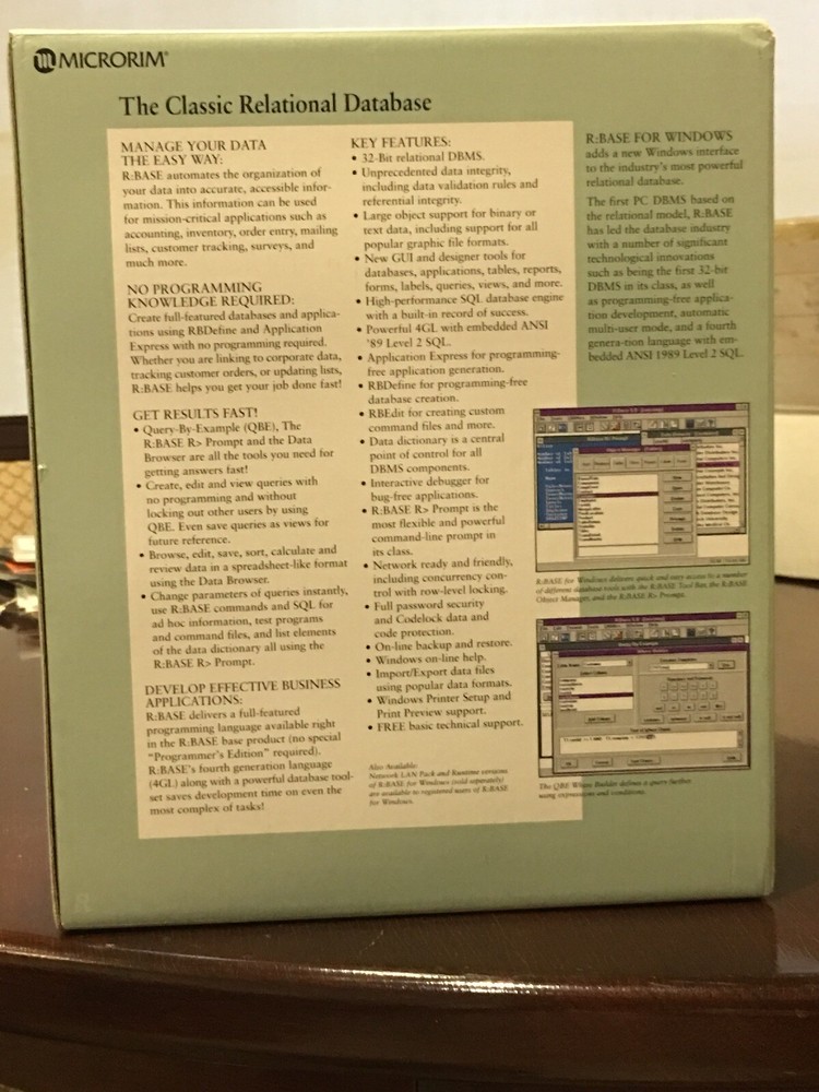 BRAND NEW IN BOX. R:BASE for Windows. Classic Relational Database. Single User